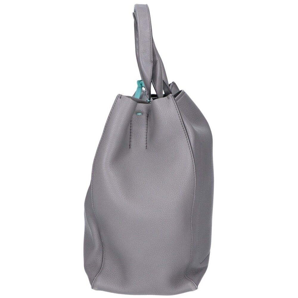 TIFFANY&Co. Tiffany Leather 2-Way Handbag/Shoulder Bag/Tote Bag, Gray, Women's - Picture 2 of 10